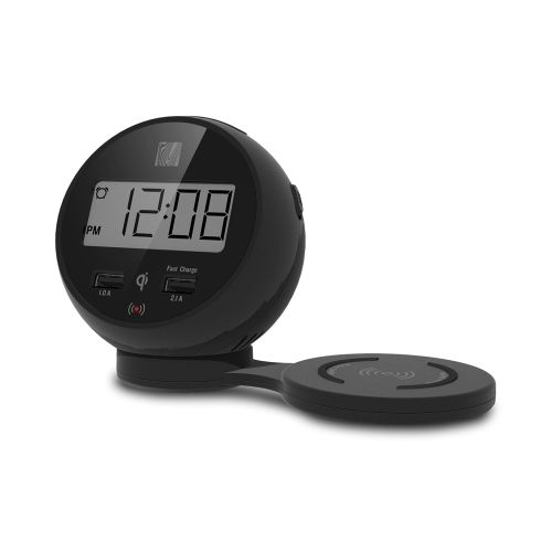 Reloj Despertador ChargeRise TA-15H con Carga Inalámbrica Qi, Negro